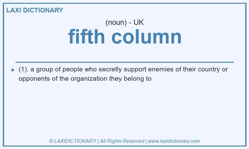 Definition fifth column in British English