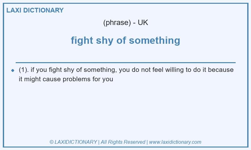 Definition fight shy of something in British English