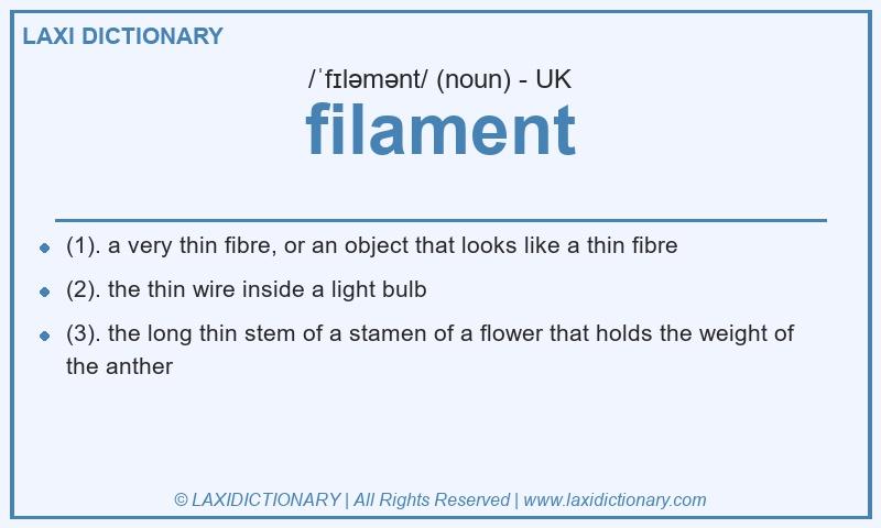 Definition filament in British English