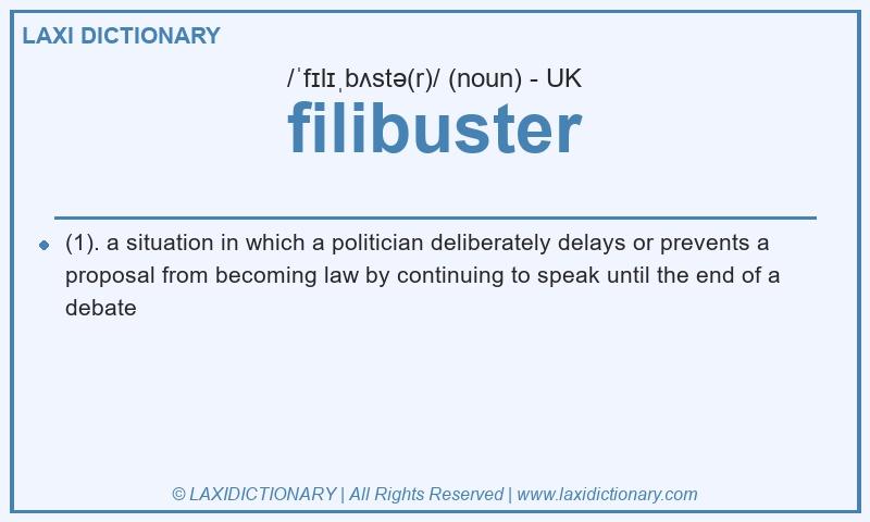 Definition filibuster in British English