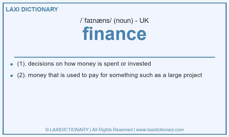 Definition finance in British English