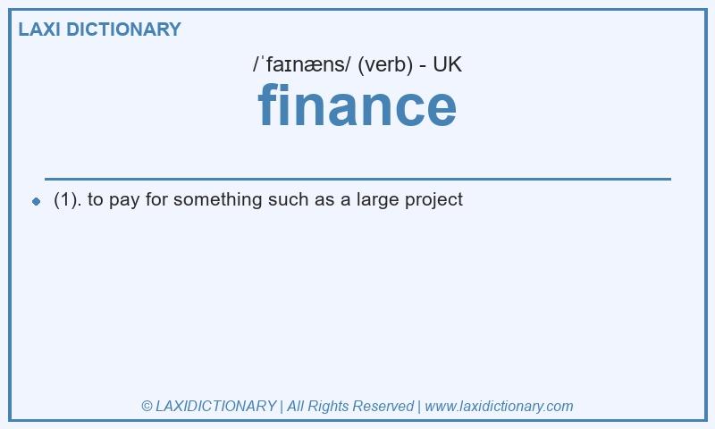 Definition finance in British English