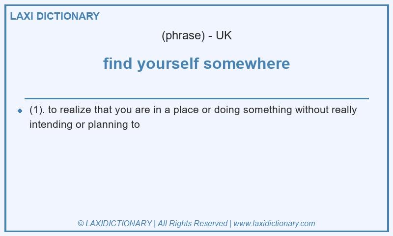 Definition find yourself somewhere in British English