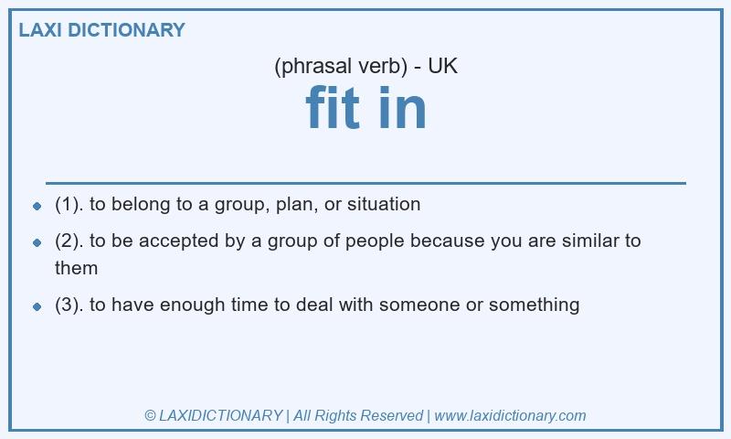 Definition fit in in British English