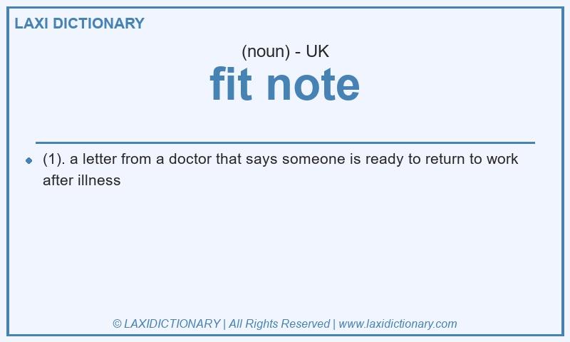 Definition fit note in British English