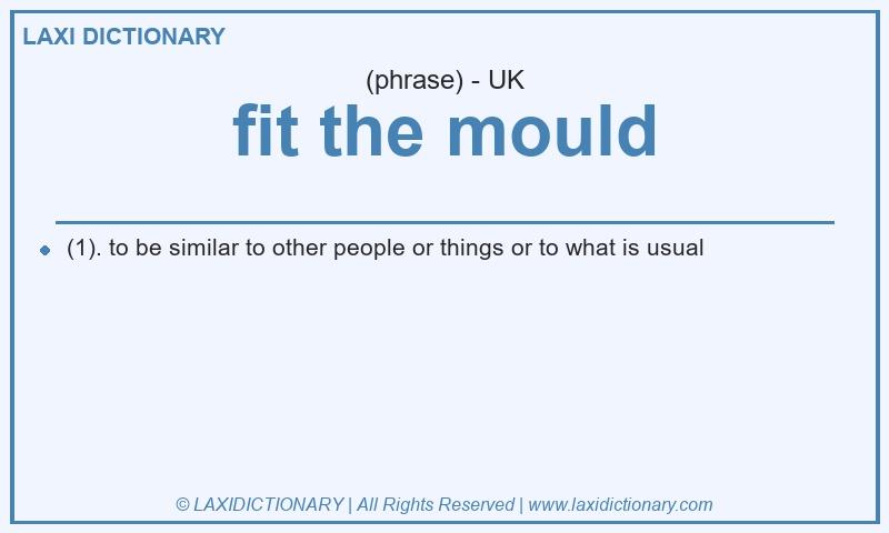 Definition fit the mould in British English