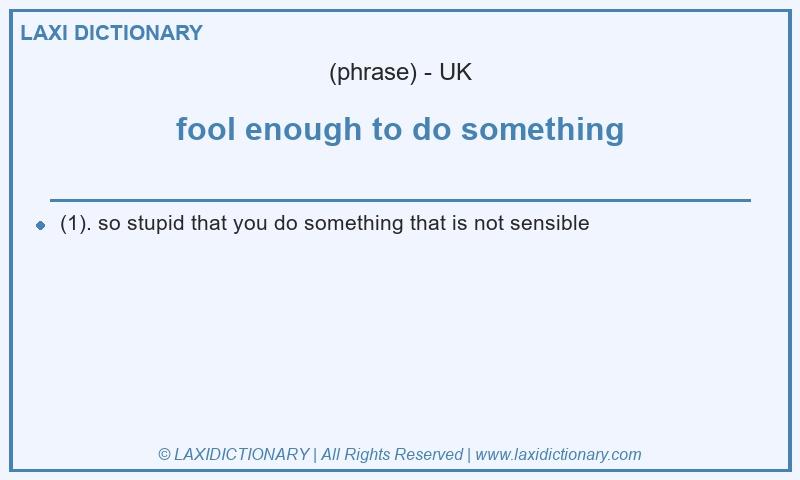 Definition fool enough to do something in British English