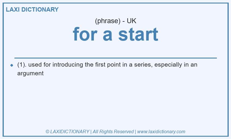 Definition for a start in British English