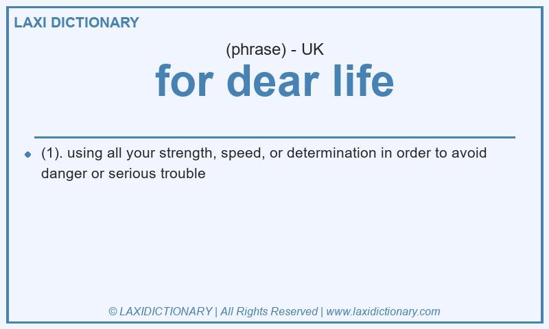 Definition for dear life in British English