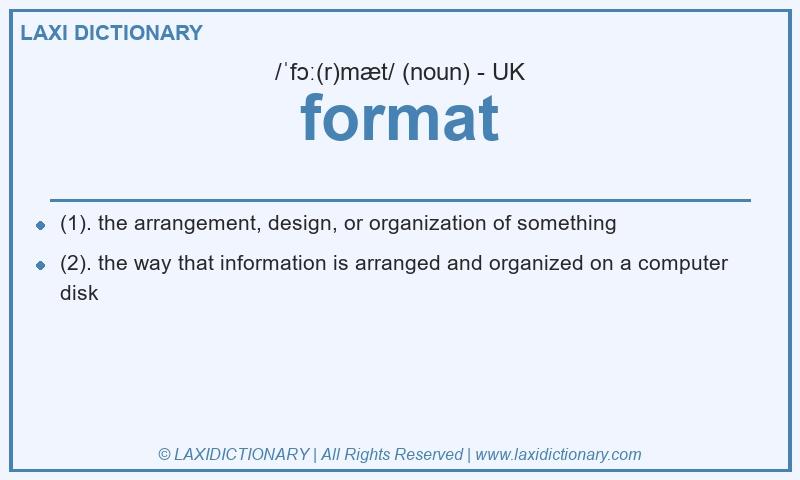 Definition format in British English