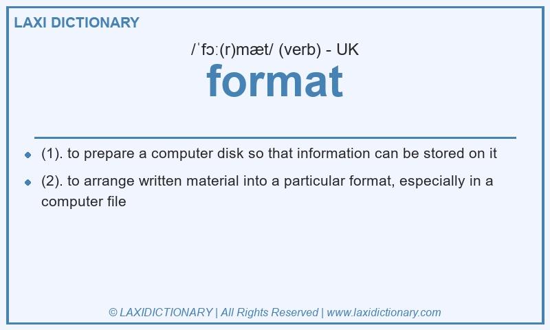 Definition format in British English