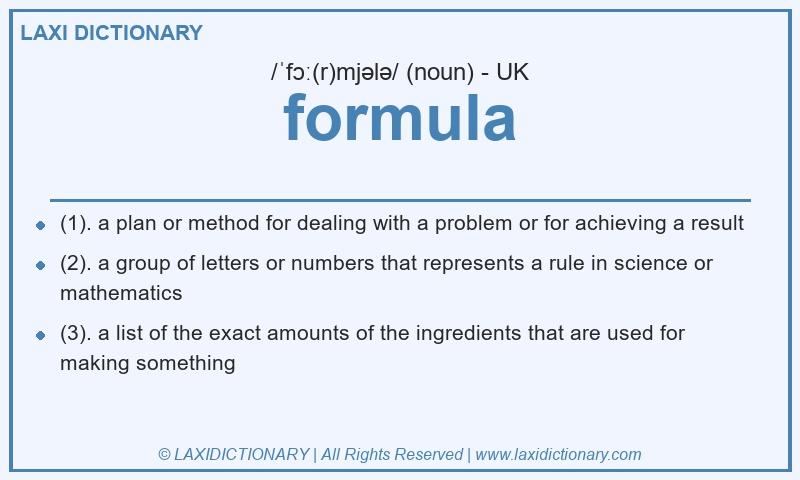 Definition formula in British English