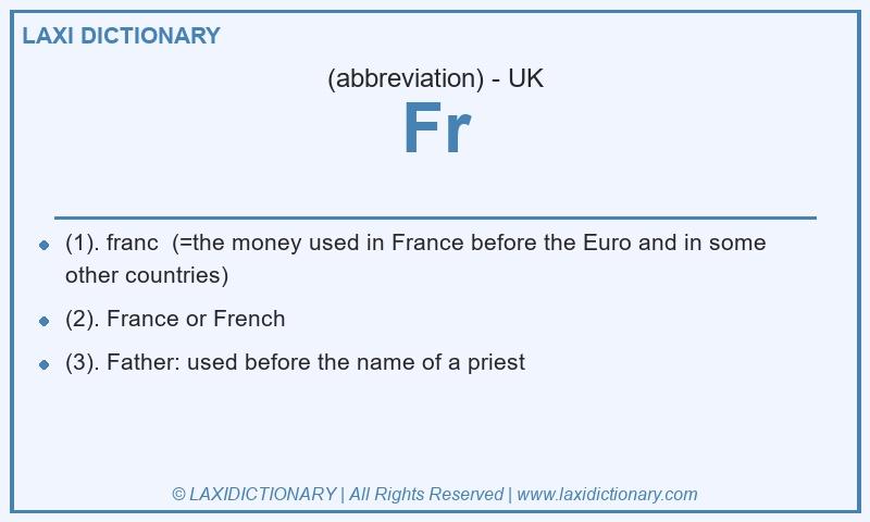 Definition Fr in British English