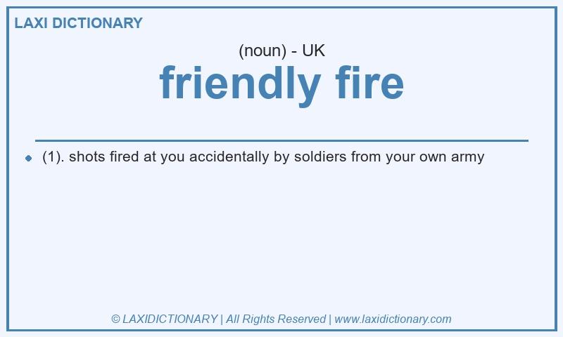 Definition friendly fire in British English