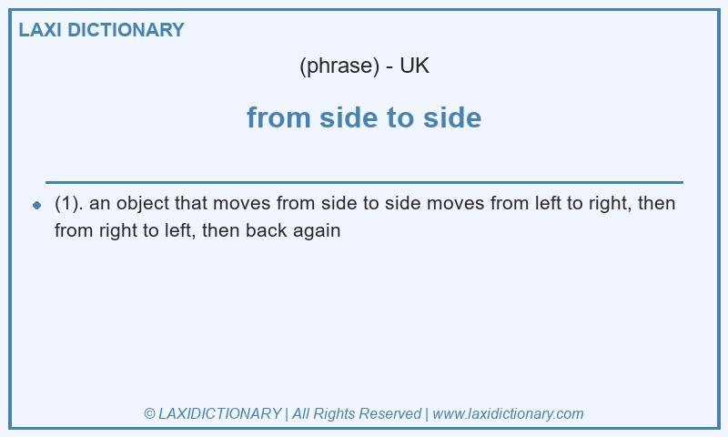 Definition from side to side in British English
