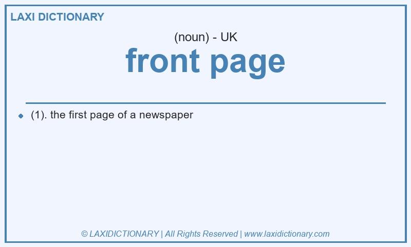 Definition front page in British English