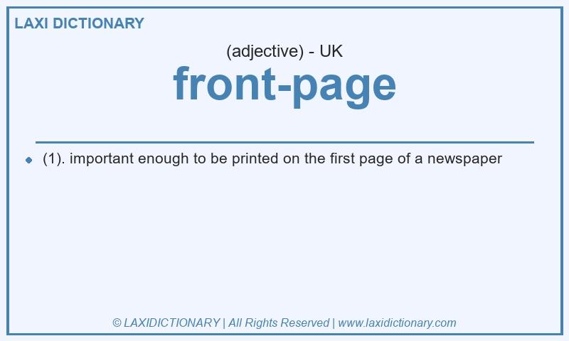Definition front-page in British English
