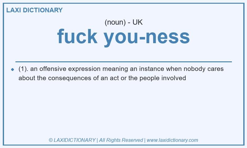Definition fuck you-ness in British English