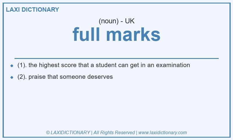Definition full marks in British English