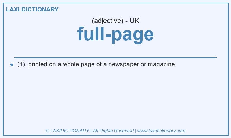 Definition full-page in British English