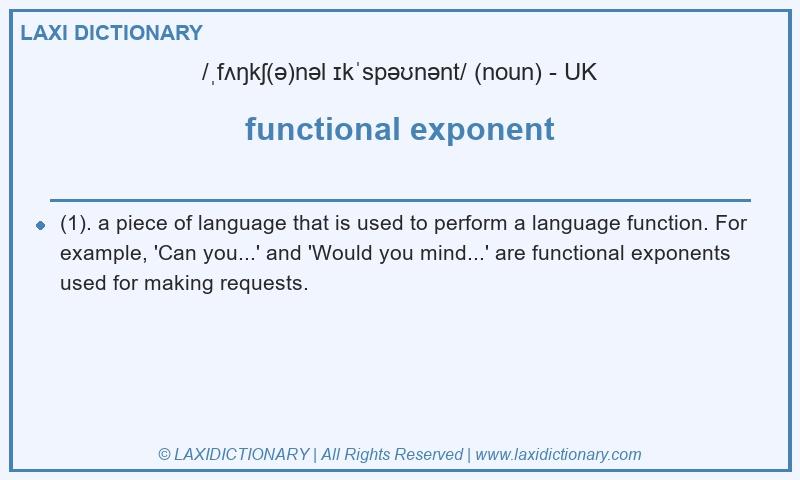 Definition functional exponent in British English