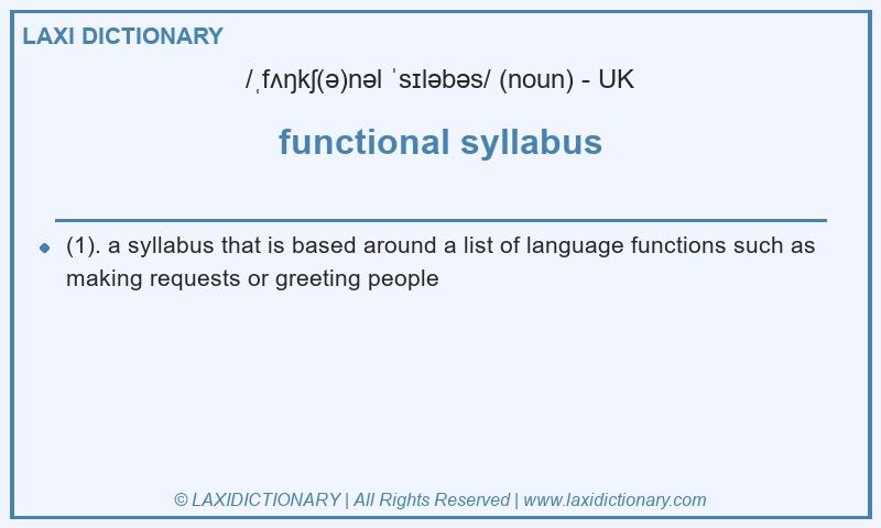 Definition functional syllabus in British English