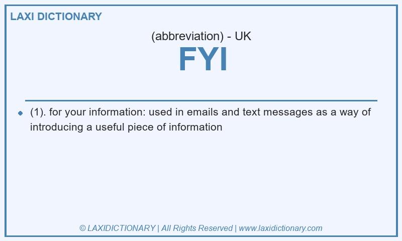 Definition FYI in British English