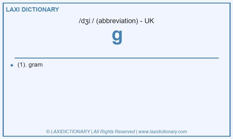 Definition g in British English