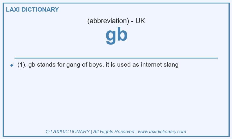 Definition gb in British English