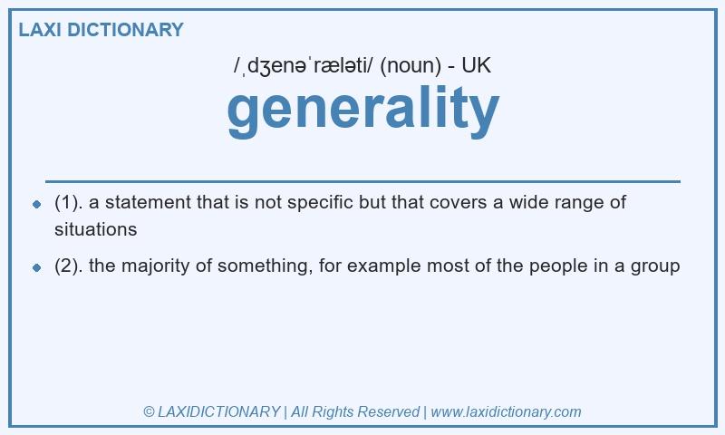 Definition generality in British English