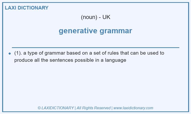 Definition generative grammar in British English