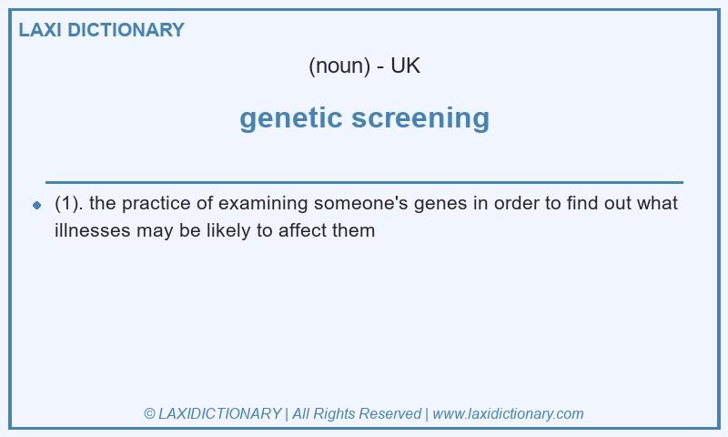 Definition genetic screening in British English