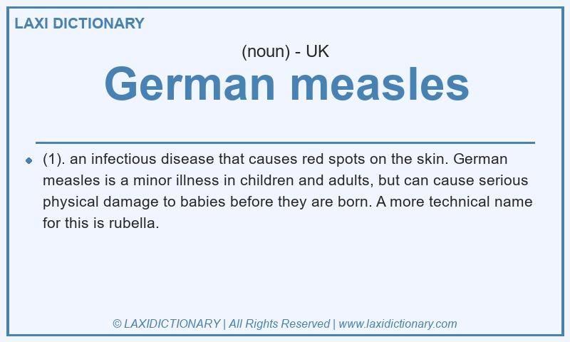 Definition German measles in British English