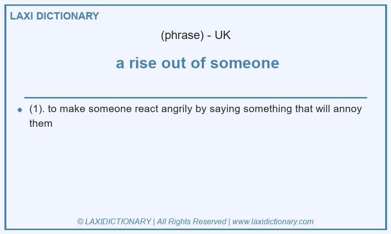 Definition  a rise out of someone in British English