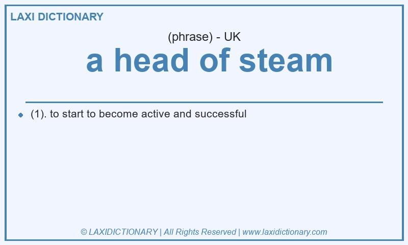 Definition a head of steam in British English