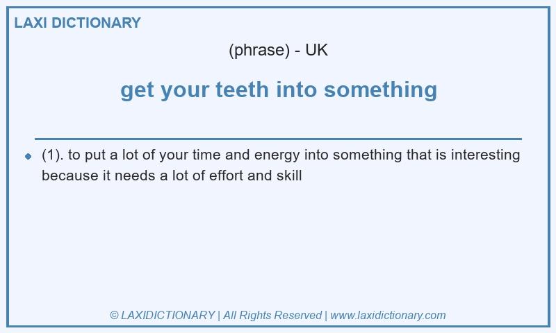 Definition get your teeth into something in British English