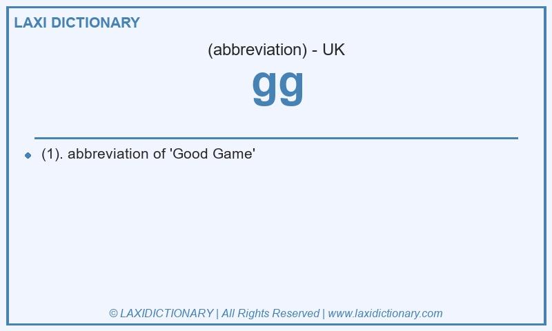 Definition gg in British English