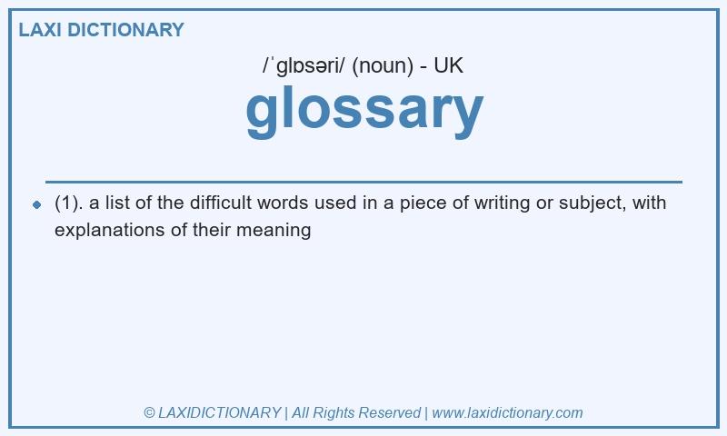 Definition glossary in British English