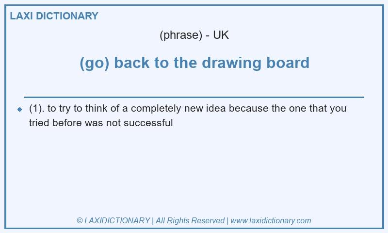 Definition (go) back to the drawing board in British English