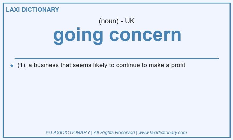 Definition going concern in British English