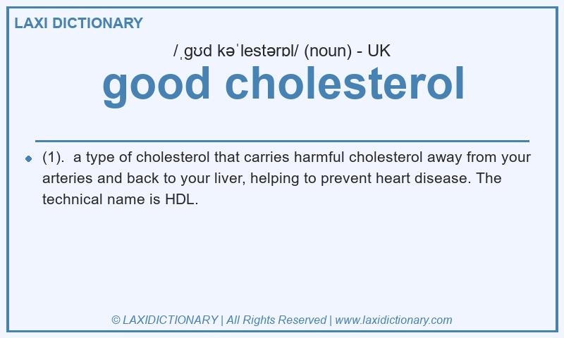 Definition good cholesterol in British English