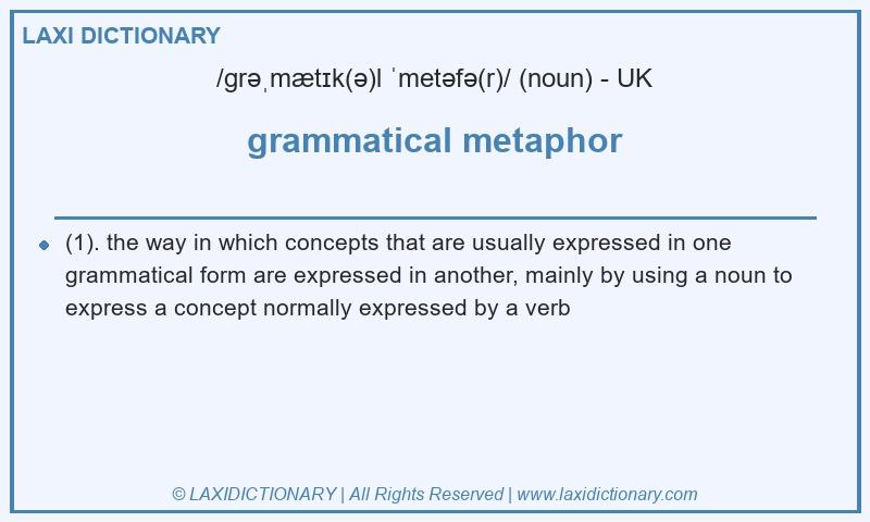 Definition grammatical metaphor in British English