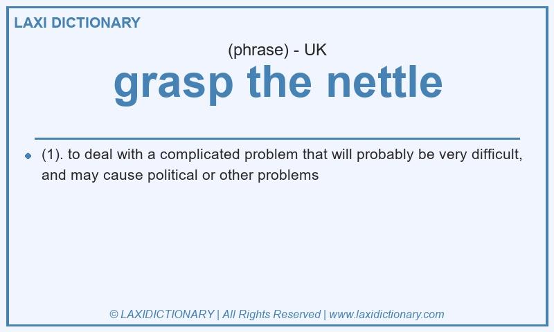 Definition grasp the nettle in British English