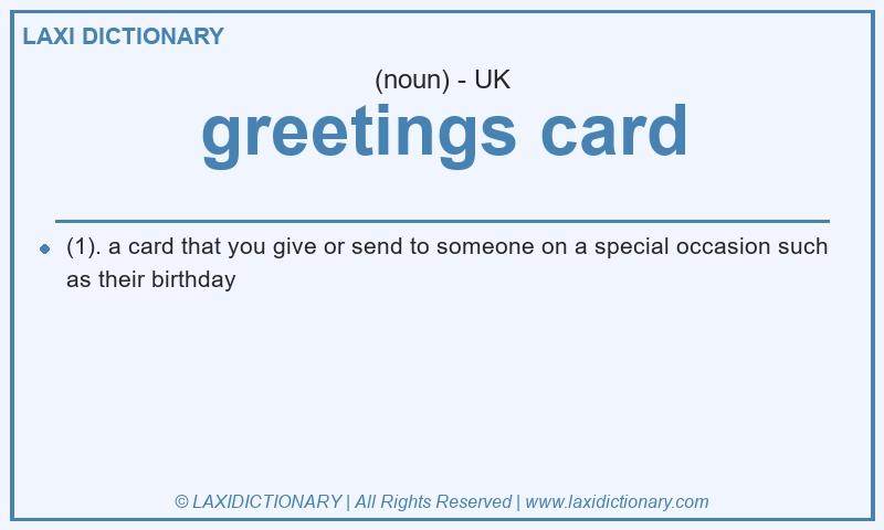 Definition greetings card in British English