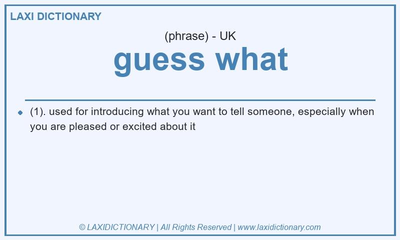 Definition guess what in British English