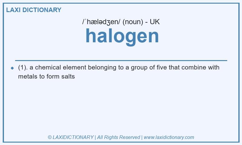 Definition halogen in British English