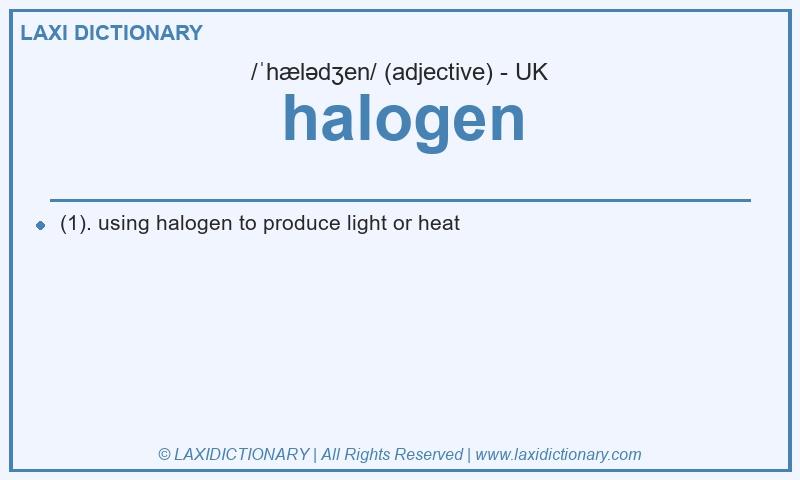 Definition halogen in British English