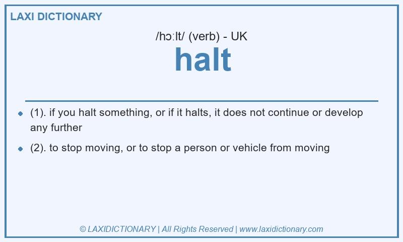 Definition halt in British English