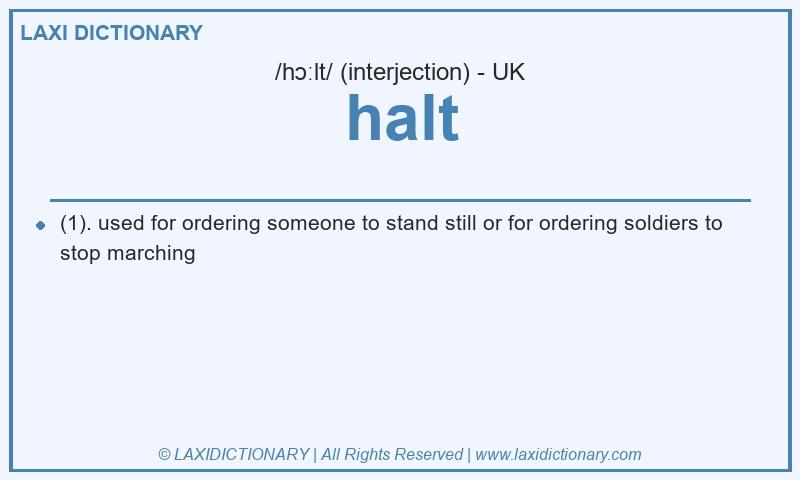 Definition halt in British English