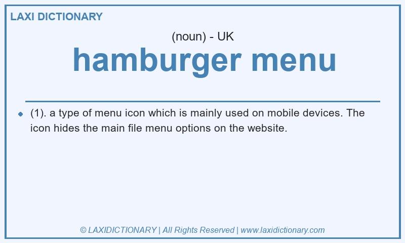 Definition hamburger menu in British English